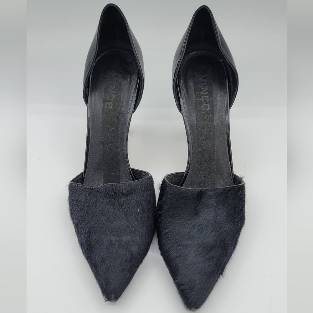 Vince Vero Cuoio - Black Claire Pony Hair & Leather D'Orsay Pumps Pointed Toe
